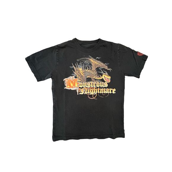 Monstrous Nightmare T-Shirt - Kids Size M - Black with Dragon Print - Picture 1 of 4